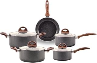 Brinox - Jogo de Panelas Antiaderente Ceramic Life 5 Peças com Fundo de Indução Smart Plus - Granito
