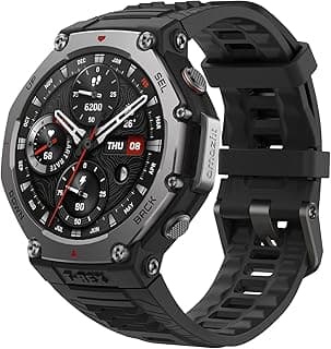 Amazfit T-Rex 3 Relógio Inteligente Robusto/Militar 48mm, GPS, Mapas Offline, Longa Vida da Bateria,328 Pés Resistente à Água, 170 Modos de Fitness/Desporto (preto)